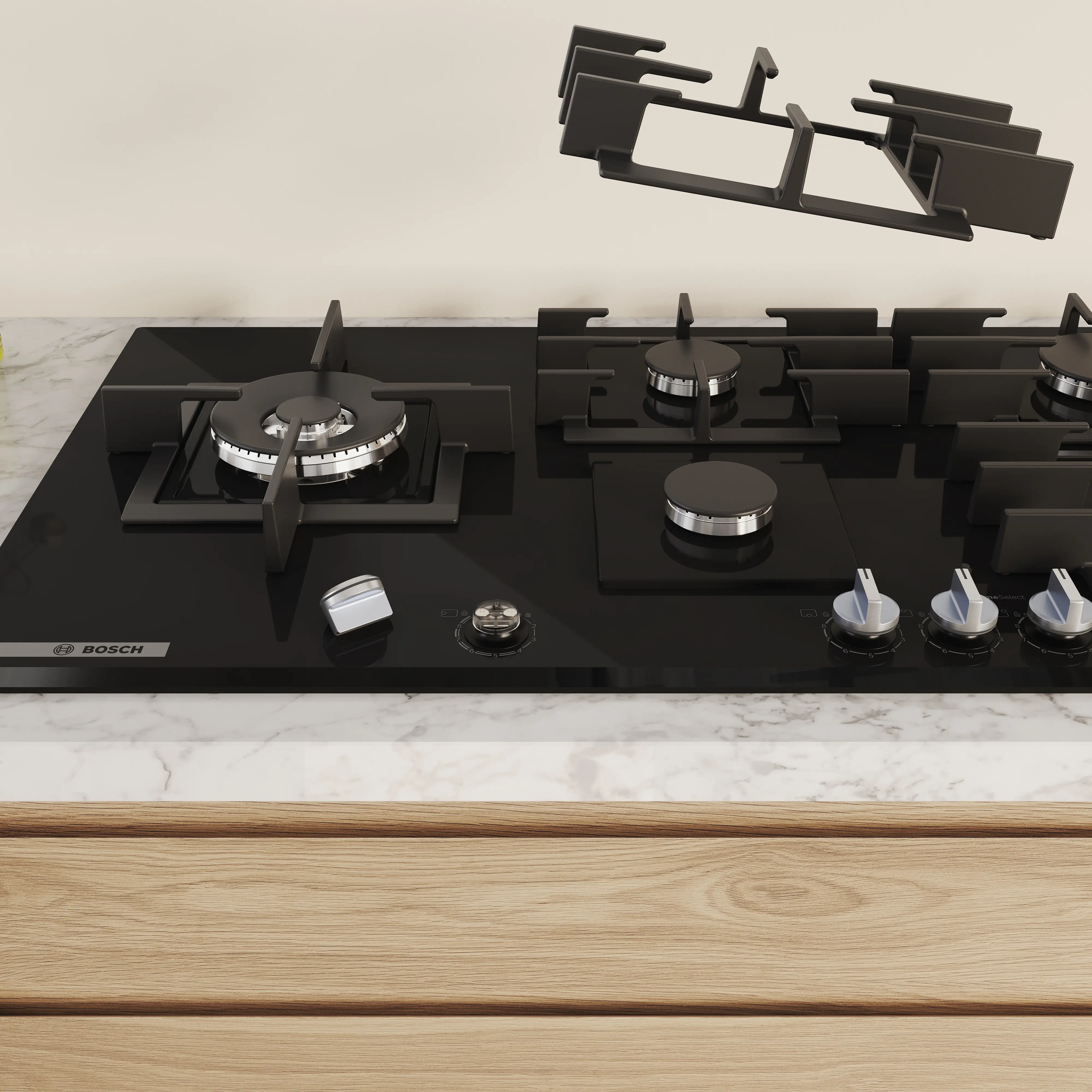 Núm vặn có thể tháo rời và giá đỡ nồi có thể rửa được trong máy rửa chén giúp việc vệ sinh trở nên dễ dàng hơn.