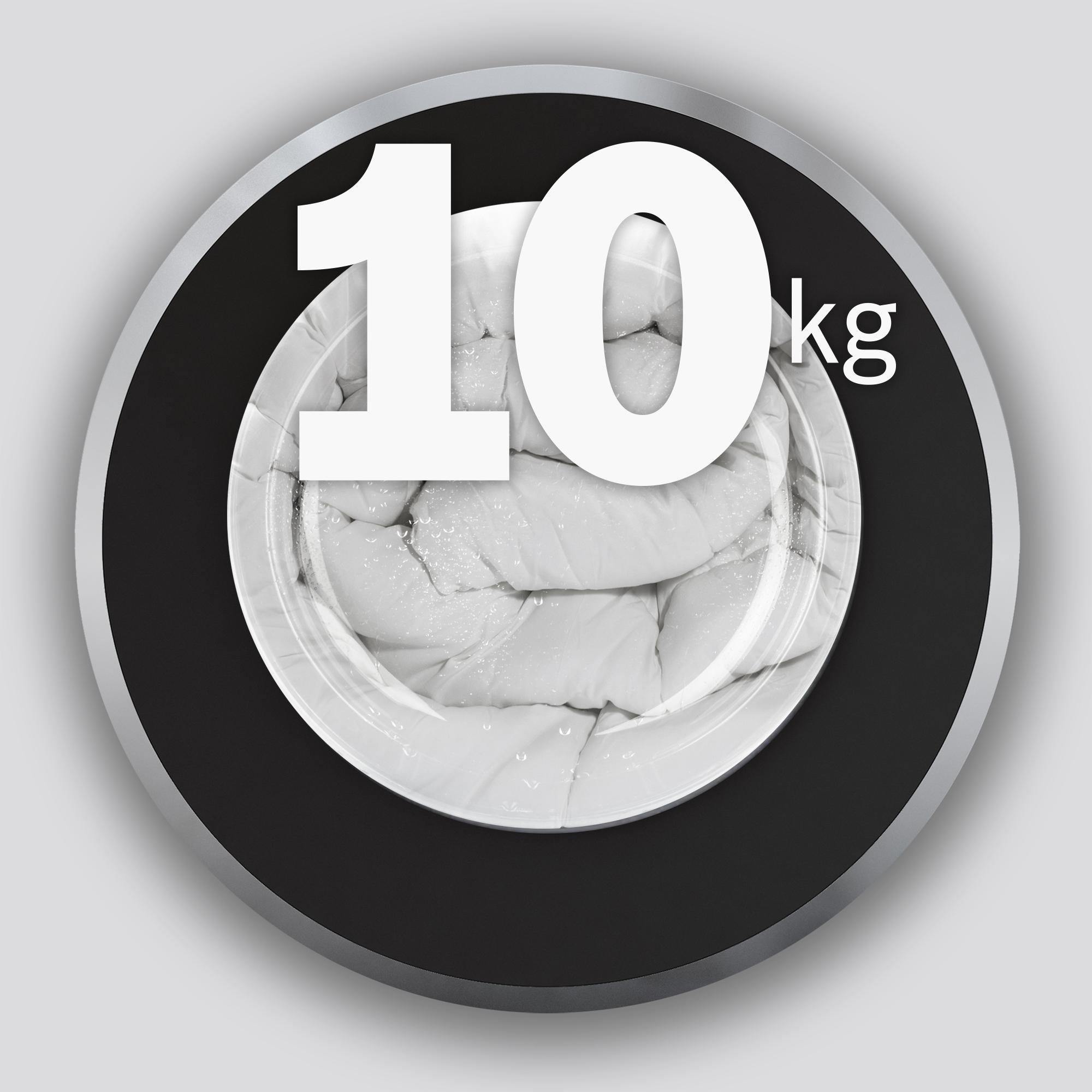 Giặt nhiều hơn và hiệu quả hơn với dung tích 10kg. Giặt nhiều hơn và hiệu quả hơn với dung tích 10kg.