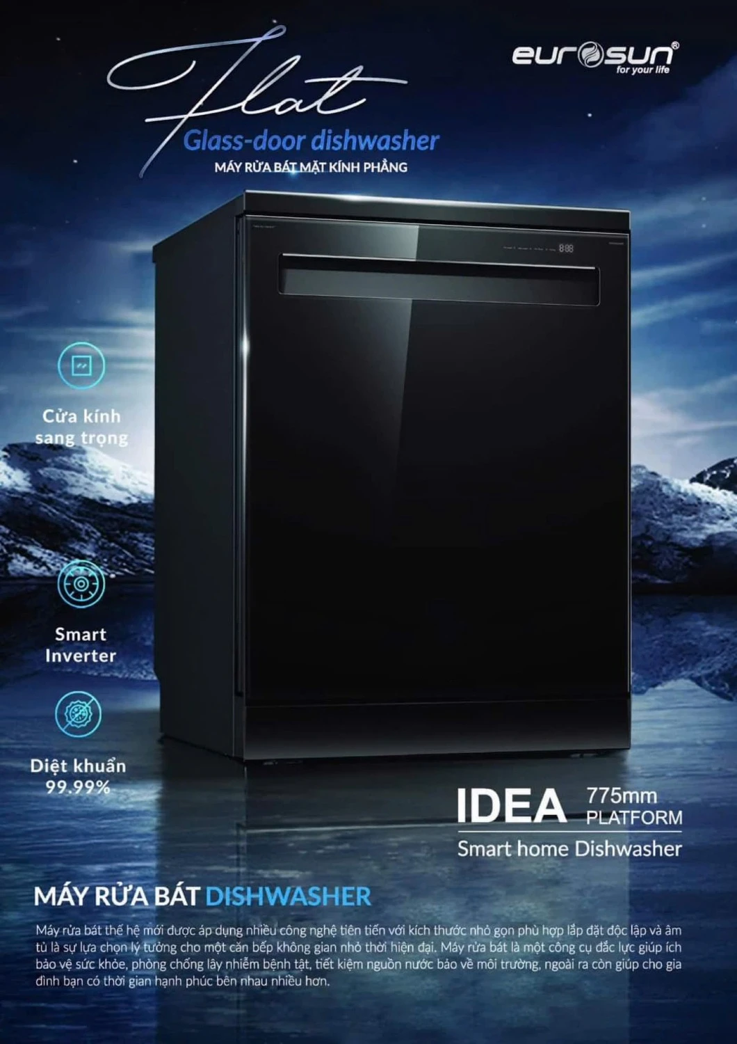 Máy rửa bát Eurosun SMS82EU88B | Serial 8+ | New 2024 Máy rửa bát Eurosun SMS82EU88B | Serial 8+ | New 2024