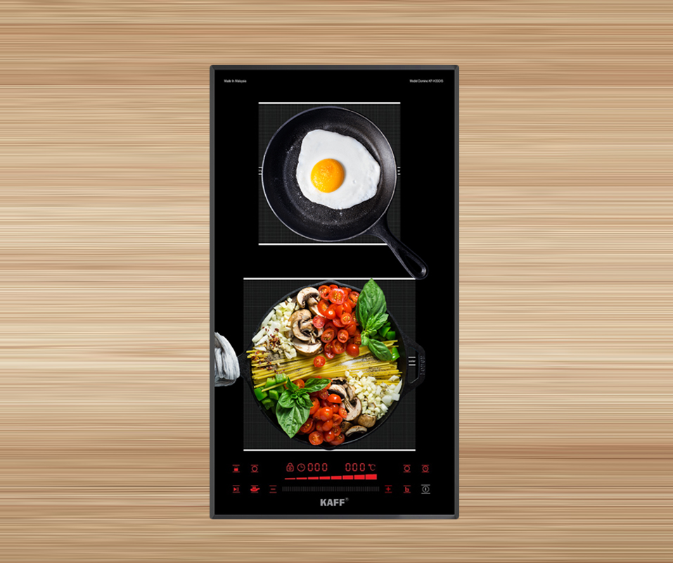 Bếp từ Kaff KF-H33DIS thiết kế bảng điều khiển dạng trượt Slider Control Bếp từ Kaff KF-H33DIS thiết kế bảng điều khiển dạng trượt Slider Control