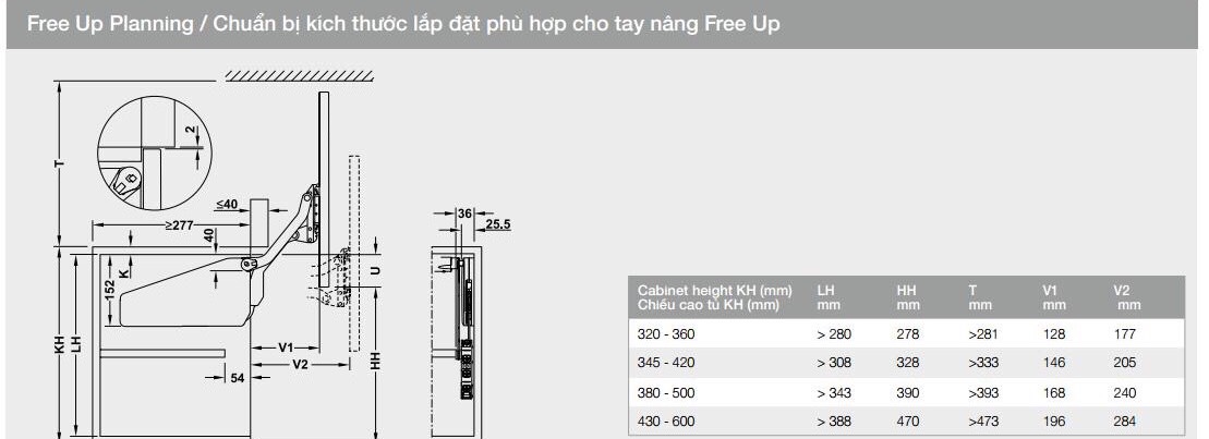 Bộ Tay Nâng Hafele Free Up 493.05.792
