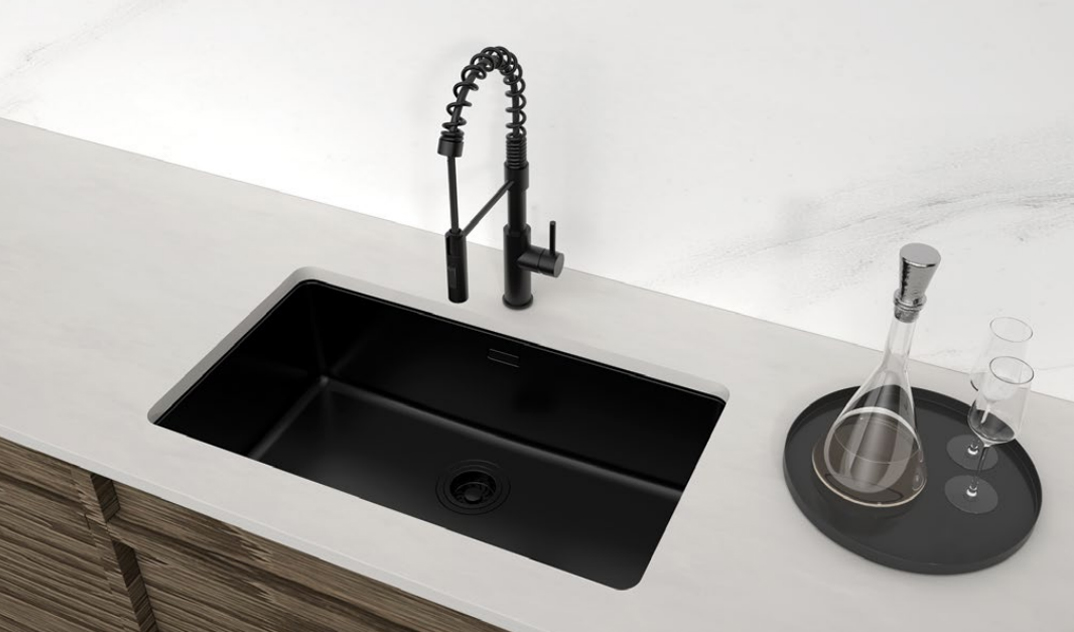 Chậu rửa nhà bếp 1 hố | Inox 304 phủ Nano PVD màu Đen (Matt Black) | Hafele R25 HS25-SSN1S-760 | 567.24.483 | 760 x 440 (mm) Chậu rửa nhà bếp 1 hố | Inox 304 phủ Nano PVD màu Đen (Matt Black) | Hafele R25 HS25-SSN1S-760 | 567.24.483 | 760 x 440 (mm)