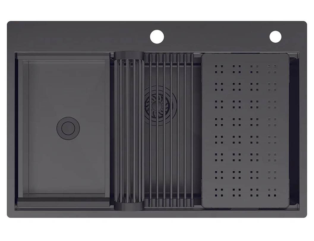 Chậu rửa 1 hố Inox 304 phủ Nano PVD màu Titan (Gun Metal) Hafele WS R10 HS25-SSN1S-7650 | 567.24.484