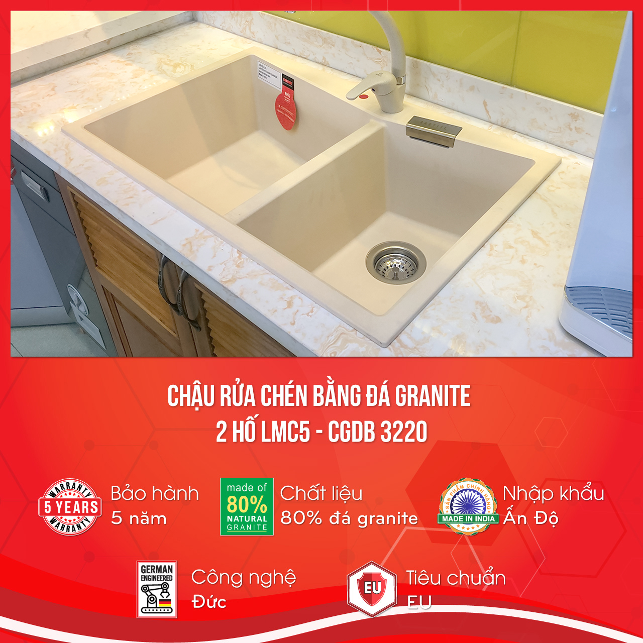 Chậu rửa Carysil LMC5-18 | màu vàng kem - Champagne | nhập khẩu nguyên chiếc từ Ấn Độ Chậu rửa Carysil LMC5-18 | màu vàng kem - Champagne | nhập khẩu nguyên chiếc từ Ấn Độ