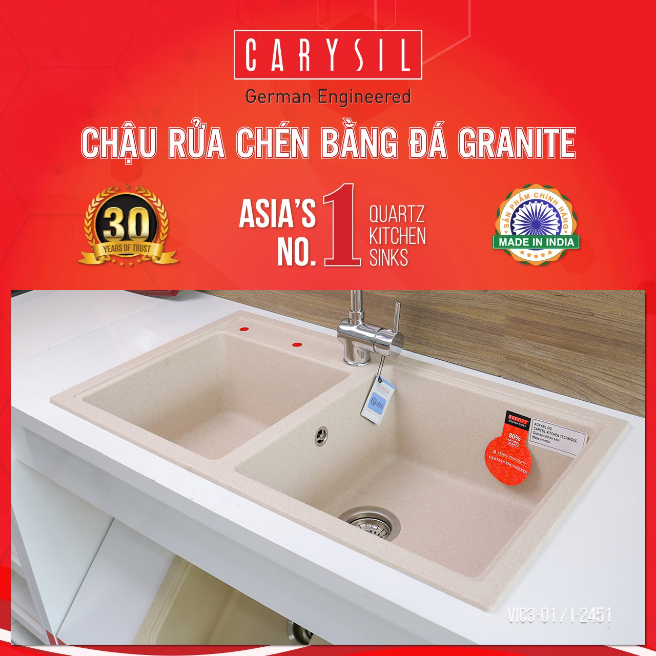 Chậu rửa Carysil VIC3-01 Chậu rửa Carysil VIC3-01