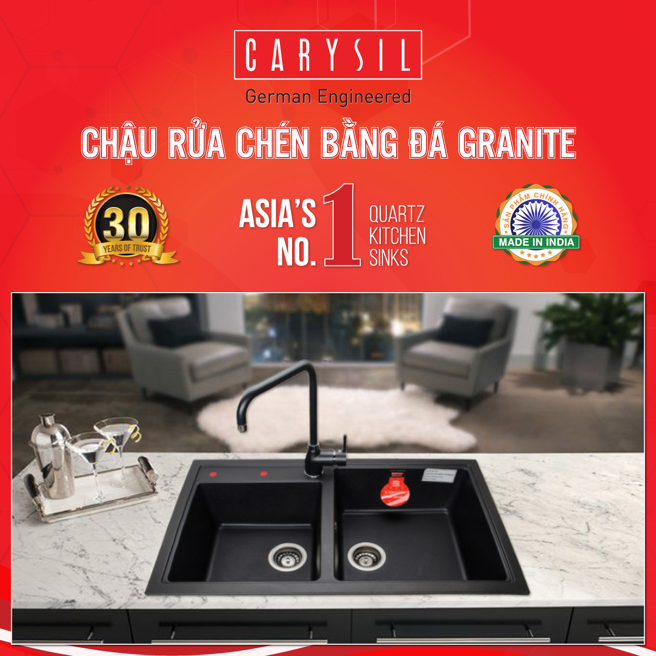 Chậu rửa Carysil VIC3-03 Chậu rửa Carysil VIC3-03
