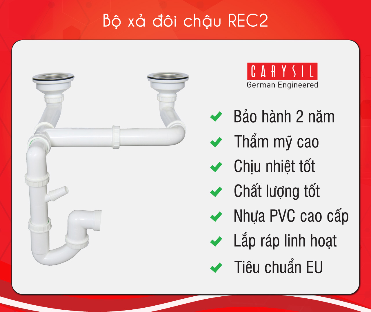 Chậu rửa Carysil REC2-02 - XiPhong chậu rửa Carysil được sản xuất theo tiêu chuẩn Châu Âu Chậu rửa Carysil REC2-02 - XiPhong chậu rửa Carysil được sản xuất theo tiêu chuẩn Châu Âu