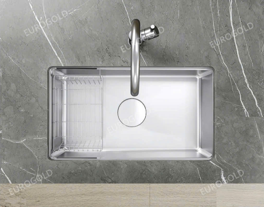 Chậu rửa 1 hố cao cấp lắp âm thế hệ mới | Eurogold EUC17043EB | EUC17043GB | 70 x 43cm Chậu rửa 1 hố cao cấp lắp âm thế hệ mới | Eurogold EUC17043EB | EUC17043GB | 70 x 43cm