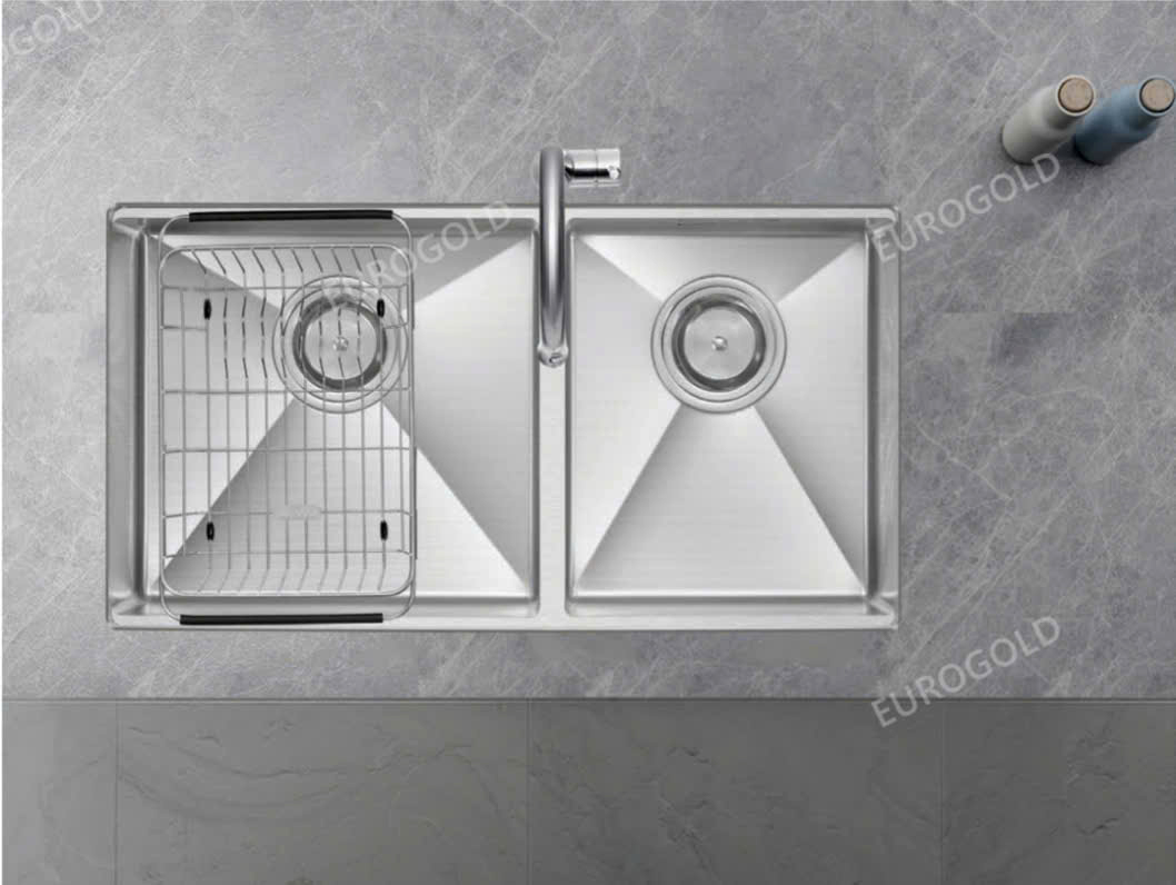 Chậu rửa 2 hố lệch cao cấp lắp âm thế hệ mới | Eurogold EUC28245GB | 82 x 45cm Chậu rửa 2 hố lệch cao cấp lắp âm thế hệ mới | Eurogold EUC28245GB | 82 x 45cm