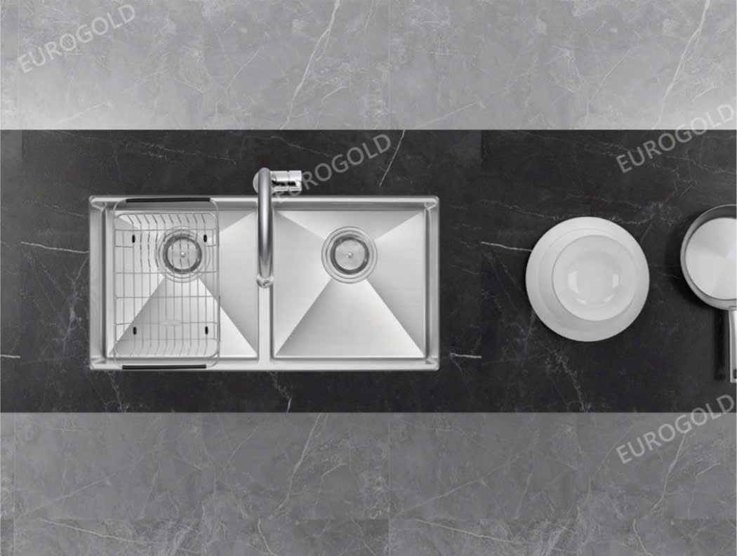 Chậu rửa 2 hố cân cao cấp lắp âm thế hệ mới | Eurogold EUC28845GB | 88 x 45cm Chậu rửa 2 hố cân cao cấp lắp âm thế hệ mới | Eurogold EUC28845GB | 88 x 45cm