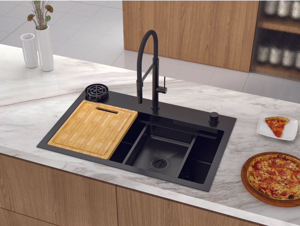 Chậu rửa nhà bếp 1 hố | Inox 304 phủ Nano PVD màu Đen (Matt Black) | Hafele WF R10 HS25-SSN1S-8052 | 567.24.489 | 800 x 520 (mm) Chậu rửa nhà bếp 1 hố | Inox 304 phủ Nano PVD màu Đen (Matt Black) | Hafele WF R10 HS25-SSN1S-8052 | 567.24.489 | 800 x 520 (mm)