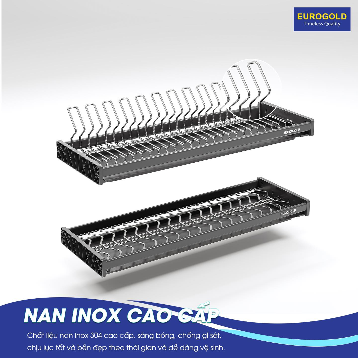 Giá bát đĩa cố định 2 tầng Inox 304 nan Oval 900mm Eurogold EPV8090 | EPO8390 | EPO8390VX được thiết kế 2 tầng rộng rãi, thông thoáng và tiện dụng giúp bạn thoải mái đựng bát đĩa. Giá bát đĩa cố định 2 tầng Inox 304 nan Oval 900mm Eurogold EPV8090 | EPO8390 | EPO8390VX được thiết kế 2 tầng rộng rãi, thông thoáng và tiện dụng giúp bạn thoải mái đựng bát đĩa.