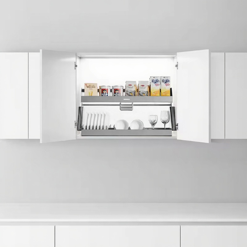 Giá nâng hạ đa năng hợp kim nhôm màu ghi đậm 600mm Eurogold EUM9160G bao gồm 2 tầng, giúp chủ nhà có thể tận dụng được không gian tủ bếp trên một cách hiệu quả Giá nâng hạ đa năng hợp kim nhôm màu ghi đậm 600mm Eurogold EUM9160G bao gồm 2 tầng, giúp chủ nhà có thể tận dụng được không gian tủ bếp trên một cách hiệu quả