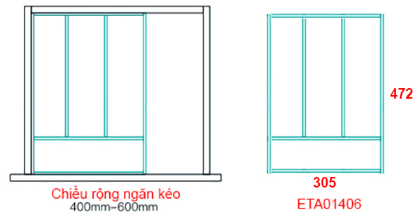 Khay chia thìa dĩa nhôm phay xước Eurogold ETA01406