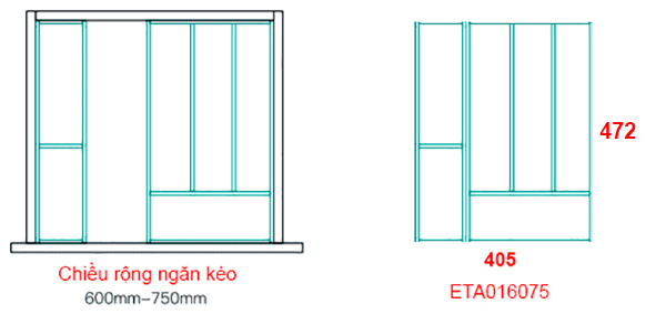 Khay chia thìa dĩa nhôm phay xước Eurogold ETA016075 | ETC410A | ETC410G