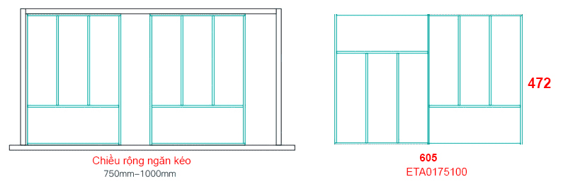 Khay chia thìa dĩa nhôm phay xước Eurogold ETA0175100 | ETC610A | ETC610G