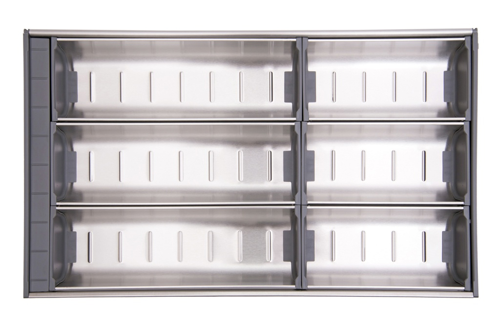 Chất liệu của khay chia Eurogold E0650A làm bằng INOX 304, dễ dàng lau chùi và chống han gỉ Chất liệu của khay chia Eurogold E0650A làm bằng INOX 304, dễ dàng lau chùi và chống han gỉ