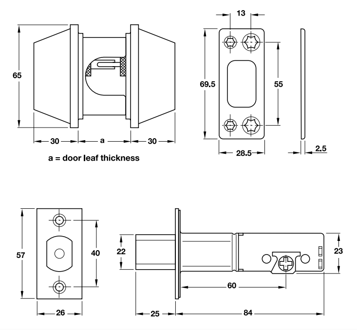 Kích thước sản phẩm | Khoá cóc 2 đầu chìa loại lớn Inox 304 mờ Hafele 911.64.278 Kích thước sản phẩm | Khoá cóc 2 đầu chìa loại lớn Inox 304 mờ Hafele 911.64.278