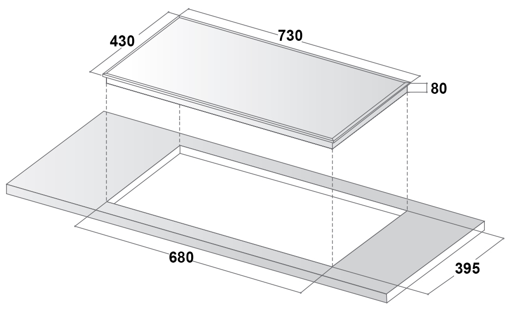 Kích thước lắp đặt sản phẩm | Bếp từ Faster FS 929I Pro Kích thước lắp đặt sản phẩm | Bếp từ Faster FS 929I Pro