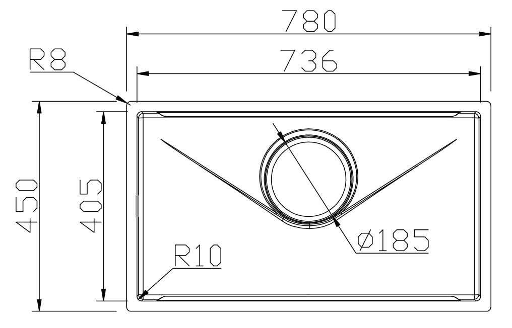 Kích thước sản phẩm | Chậu rửa 1 hố lắp âm Inox 304 chống xước Grandx GX7845V Volcano Kích thước sản phẩm | Chậu rửa 1 hố lắp âm Inox 304 chống xước Grandx GX7845V Volcano