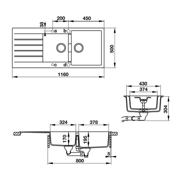 Chậu đá Hafele Antonius HS-GDD11650 570.35.370
