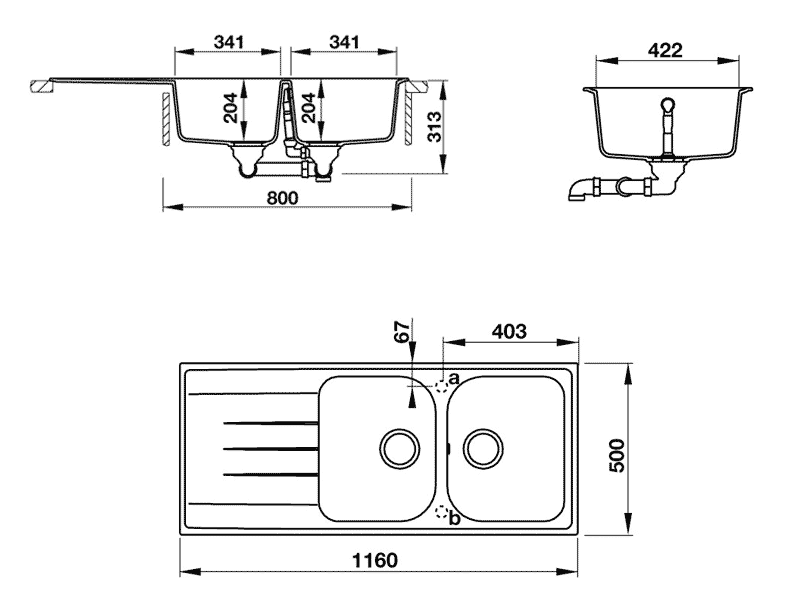 Chậu rửa đá Hafele Julius HSGD11650 570.35.560