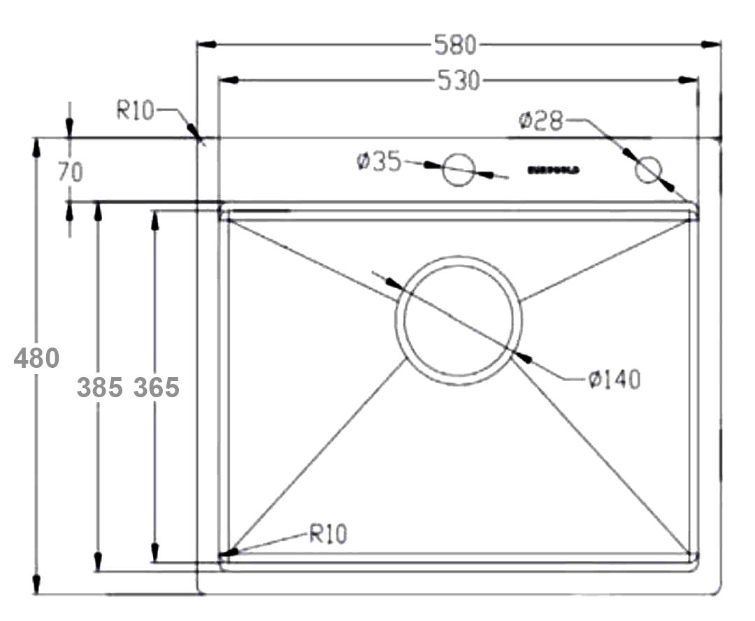 Kích thước sản phẩm | Chậu rửa 1 hố chống xước Inox 304 Eurogold EUC15848EA Kích thước sản phẩm | Chậu rửa 1 hố chống xước Inox 304 Eurogold EUC15848EA