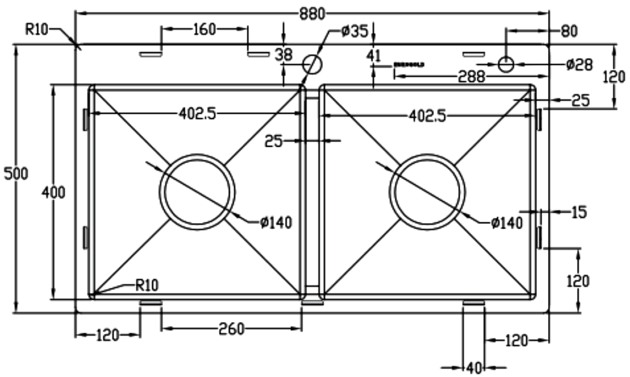 Kích thước sản phẩm | Chậu rửa 2 hố cân chống xước Inox 304 Eurogold EUC28850EA Kích thước sản phẩm | Chậu rửa 2 hố cân chống xước Inox 304 Eurogold EUC28850EA