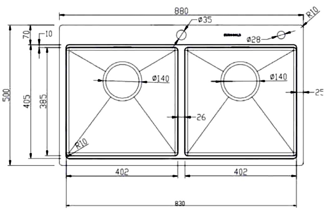 Kích thước sản phẩm | Chậu rửa 2 hố cân chống xước Inox 304 Eurogold EUC28850GA Kích thước sản phẩm | Chậu rửa 2 hố cân chống xước Inox 304 Eurogold EUC28850GA