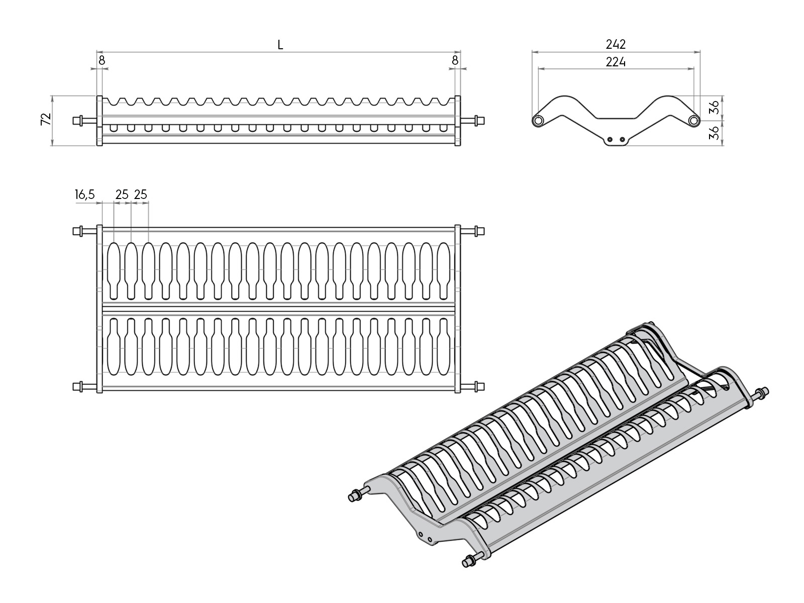 Giá bát đĩa cố định 2 tầng Inox 304 chữ V 600mm Eurogold EP160 | EUV8660 | EUV8660VX