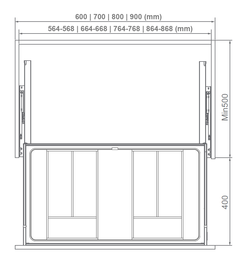 Kích thước lắp đặt sản phẩm | Khay chia độc lập hợp kim nhôm màu ghi đâm 600mm Eurogold EUM7160G | EMG8560 Kích thước lắp đặt sản phẩm | Khay chia độc lập hợp kim nhôm màu ghi đâm 600mm Eurogold EUM7160G | EMG8560