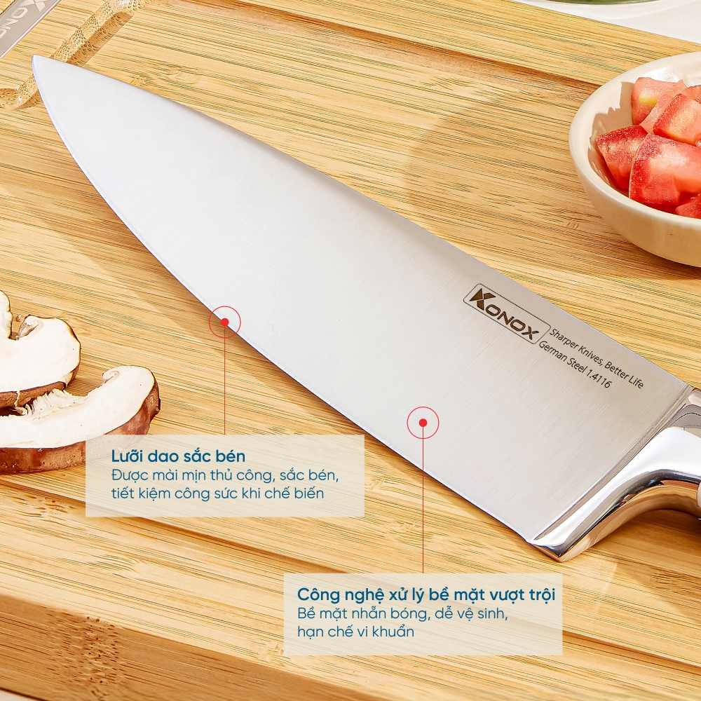 Bộ dao làm bếp cao cấp 7 món | Konox Gouter | Lưỡi dao sắc bén | Công nghệ xử lý về mặt vượt trội Bộ dao làm bếp cao cấp 7 món | Konox Gouter | Lưỡi dao sắc bén | Công nghệ xử lý về mặt vượt trội