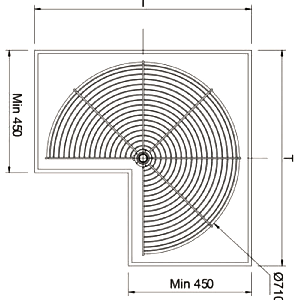 Mâm xoay góc 3/4 mở 270º Inox 304 nan tròn 800mm Sevilla X270