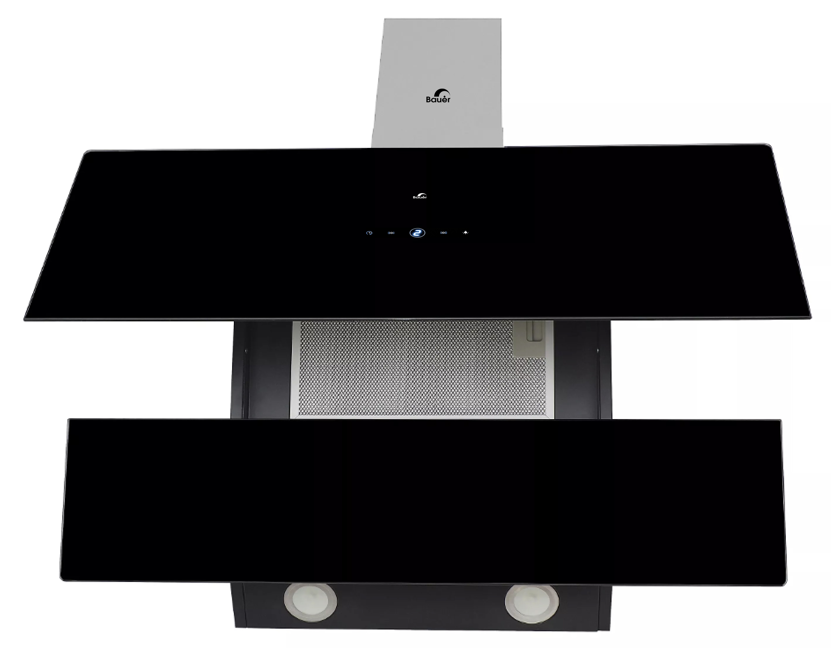 Máy hút mùi áp tường kính vát màu đen 90cm Bauer BC90ES là một phần mạnh mẽ của không gian bếp Máy hút mùi áp tường kính vát màu đen 90cm Bauer BC90ES là một phần mạnh mẽ của không gian bếp