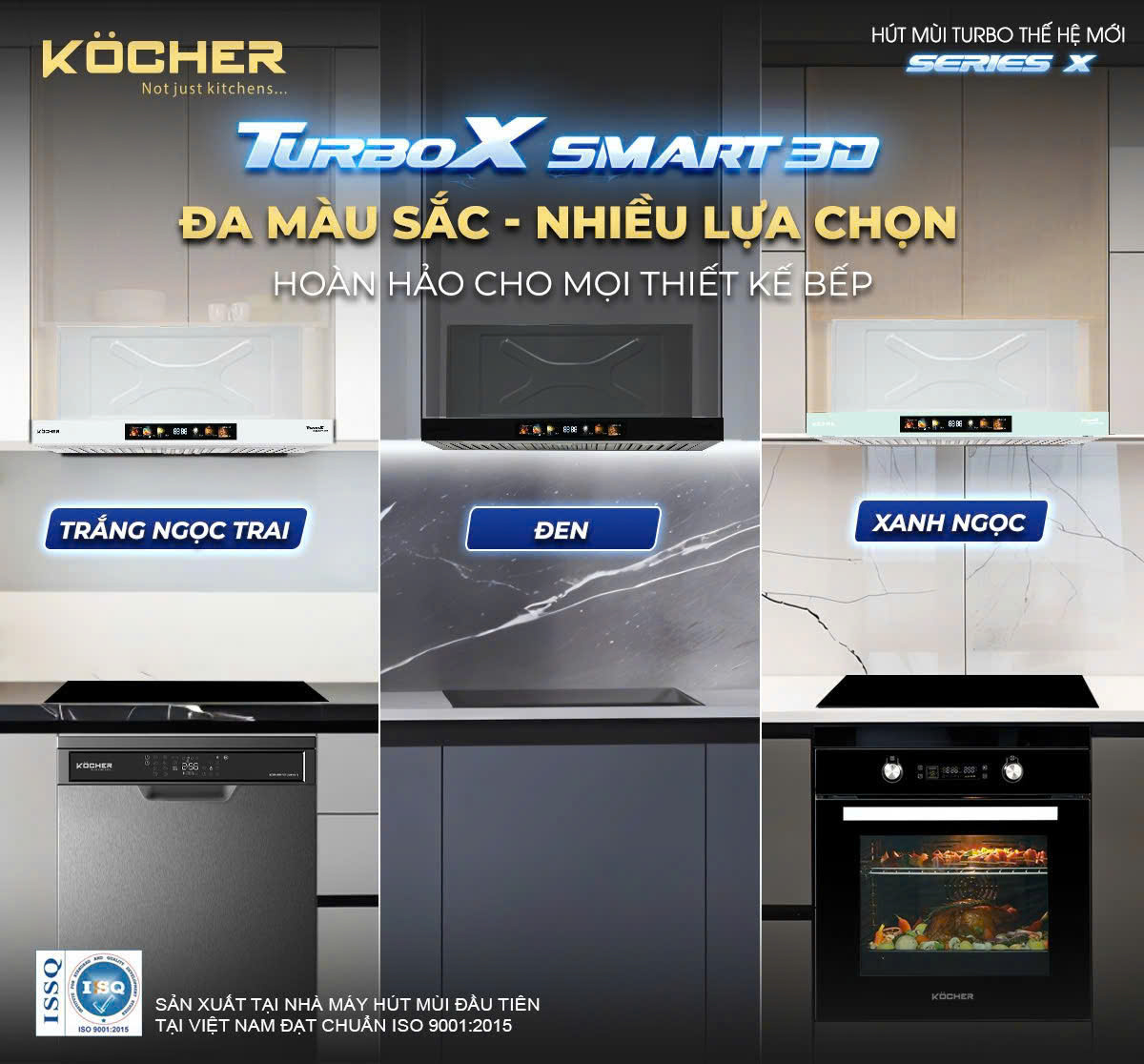 Với thiết kế hiện đại cùng 3 gam màu nổi bật, Turbo X Smart 3D sẽ mang đến một làn gió mới cho phong cách nội thất nhà bếp.