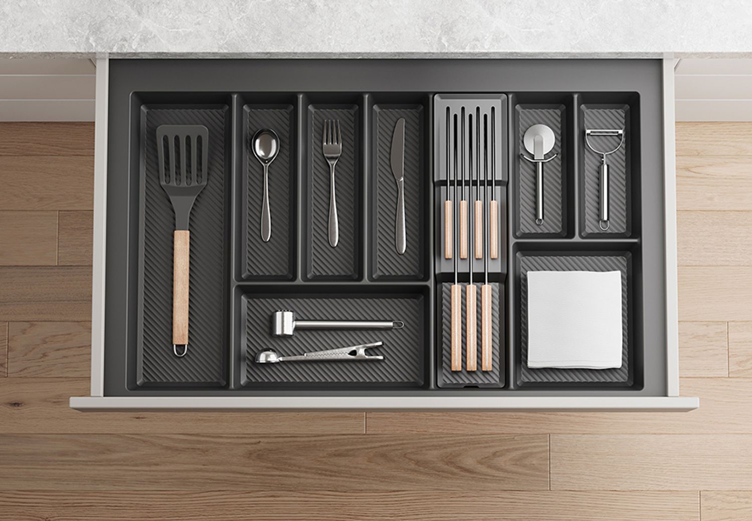 Với phụ kiện cài dao nhựa PP màu xám GrandX XT.P001 không chỉ bảo vệ dao một cách tối ưu mà còn nâng tầm không gian bếp, giúp mọi thứ trở nên ngăn nắp và chuyên nghiệp hơn. Với phụ kiện cài dao nhựa PP màu xám GrandX XT.P001 không chỉ bảo vệ dao một cách tối ưu mà còn nâng tầm không gian bếp, giúp mọi thứ trở nên ngăn nắp và chuyên nghiệp hơn.