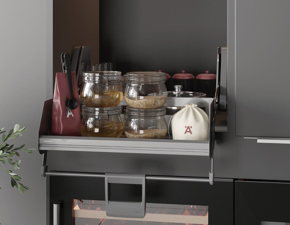 Rổ nâng hạ 1 tầng màu than chì Hafele Utensio Plus H2 Hafele có thiết kế khá nhỏ gọn Rổ nâng hạ 1 tầng màu than chì Hafele Utensio Plus H2 Hafele có thiết kế khá nhỏ gọn