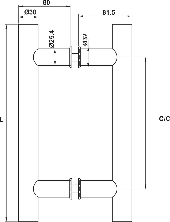 Kích thước sản phẩm | Tay nắm kéo dài 2000mm Inox 304 mờ Hafele 903.01.810 Kích thước sản phẩm | Tay nắm kéo dài 2000mm Inox 304 mờ Hafele 903.01.810