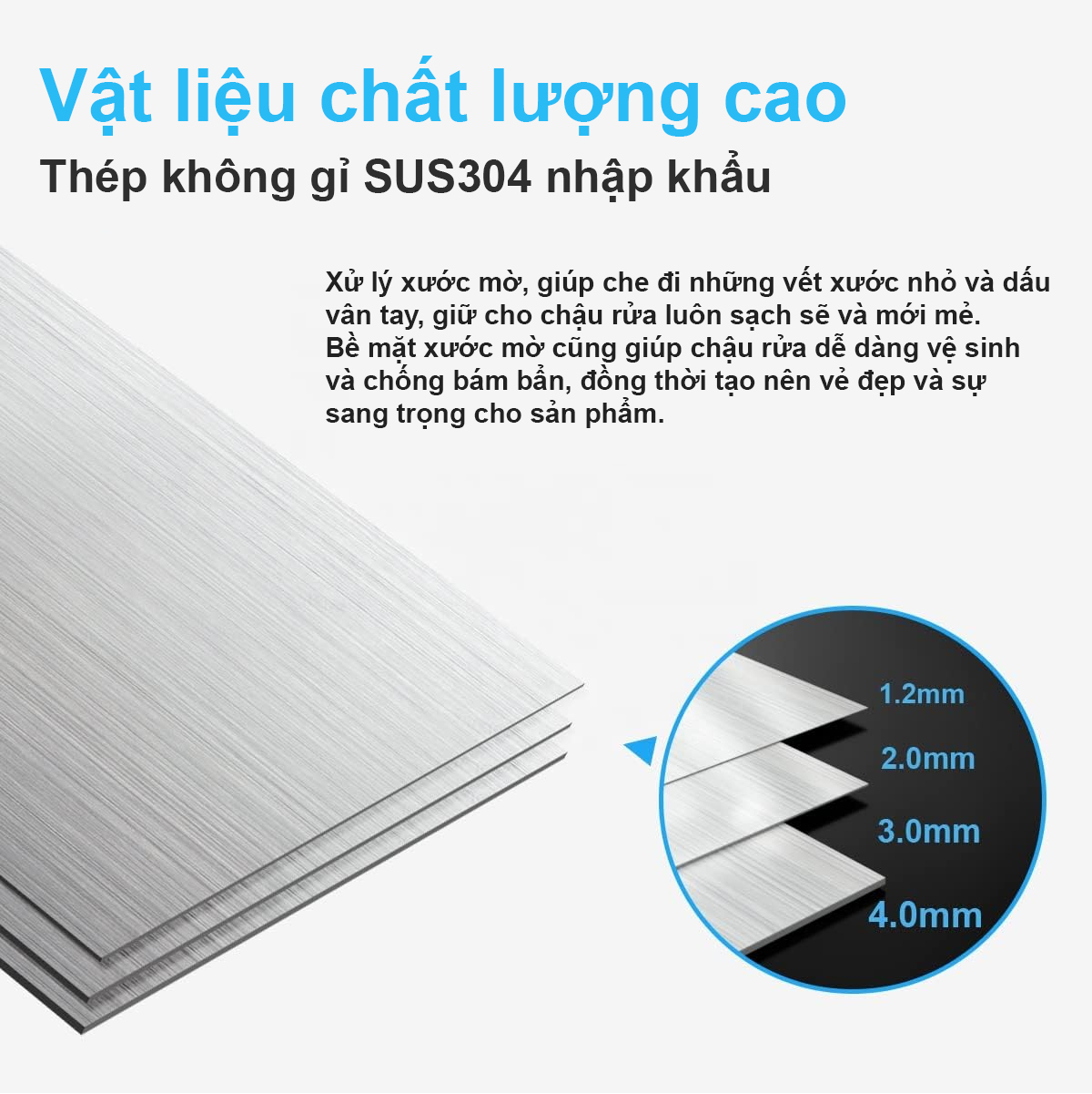 Bề mặt của chậu rửa bát 1 hố cao cấp Roslerer RL04-6045DA được xử lý xước mờ, giúp che đi những vết xước nhỏ và dấu vân tay, giữ cho chậu rửa luôn sạch sẽ và mới mẻ. Bề mặt của chậu rửa bát 1 hố cao cấp Roslerer RL04-6045DA được xử lý xước mờ, giúp che đi những vết xước nhỏ và dấu vân tay, giữ cho chậu rửa luôn sạch sẽ và mới mẻ.