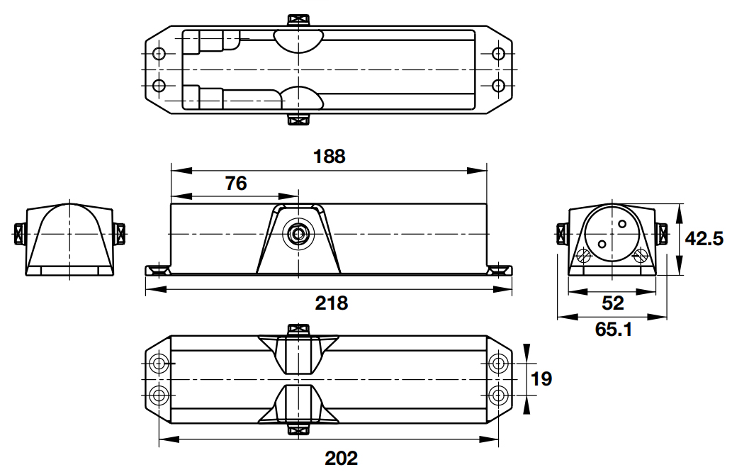 Kích thước sản phẩm | Thiết bị đóng cửa tự động lắp nổi EN2-4 80kg có chức năng giữ cửa màu bạc Hafele 931.77.119 Kích thước sản phẩm | Thiết bị đóng cửa tự động lắp nổi EN2-4 80kg có chức năng giữ cửa màu bạc Hafele 931.77.119