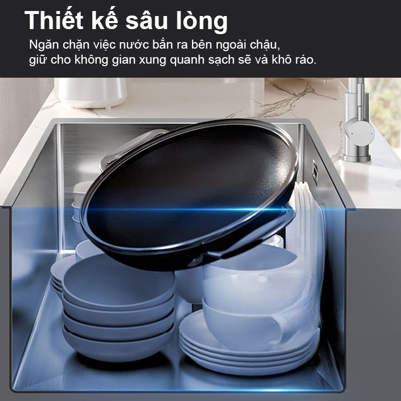 Chậu rửa Garis GS11.75 thiết kế sâu lòng cung cấp không gian đủ cho các công việc lớn hơn.
