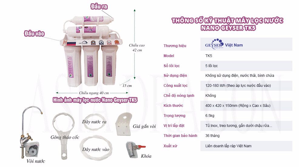 thong so ky thuat cua may loc nuoc geyser tk5