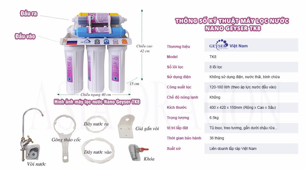 thong so ky thuat cua may loc nuoc geyser tk8