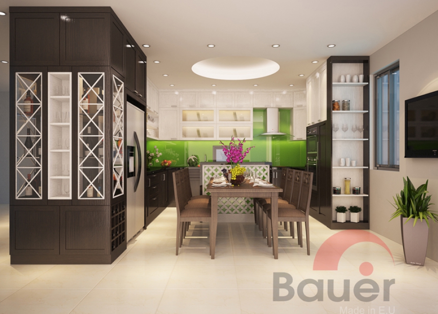 Tủ bếp gỗ tần bì nhà chú Luận – 198 Trường Chinh, Hà Nội